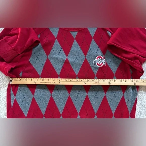 Vintage Cutter & Buck The Ohio State Red and Gray Argyle Crewneck Sweater - Picture 6 of 6